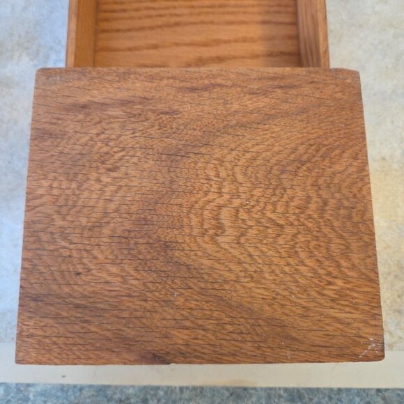 Vintage Remington Rand Oak Wood Dovetailed Index Recipe Card File Box Farmhouse - Picture 9 of 9